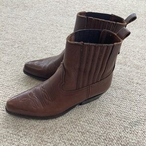 Leather ankle cowboy boots